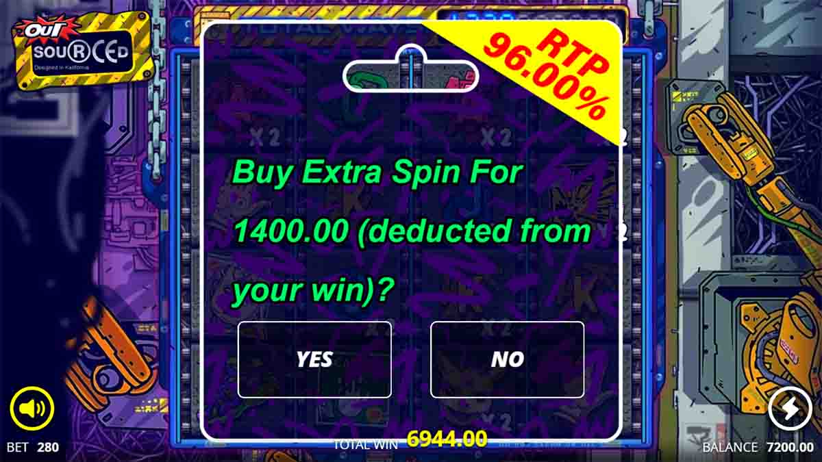 Outsourced slot game by Nolimit City, Buy extra spin