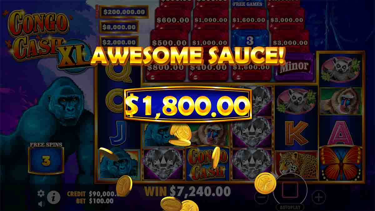 Congo Cash XL slot game by Pragmatic Play, Awsome Sauce win of 1,800