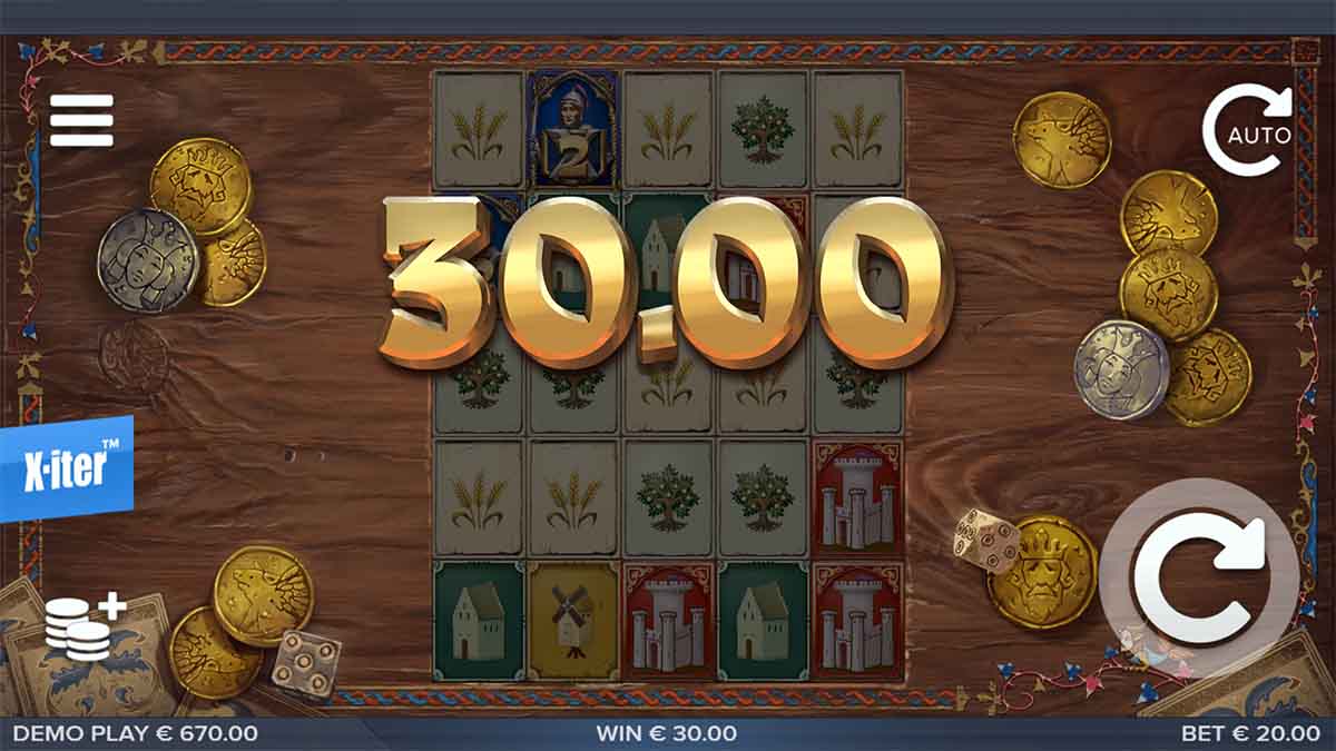 Cluster Kingdom slot game by ELK Studios, showing Win of €30.00