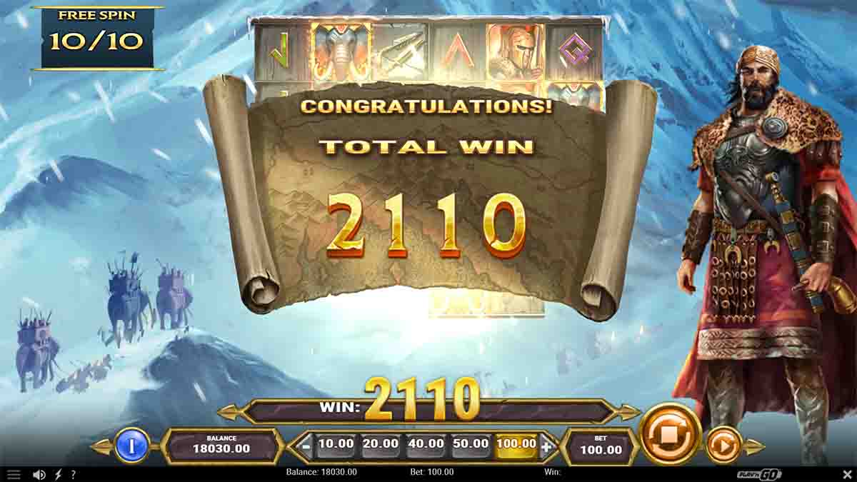 Scourge of Rome slot game by PlayN Go, 2110 total win