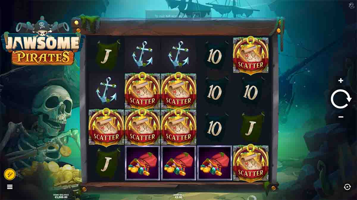 Jawsome Pirates slot game by Bullshark Games, Base game