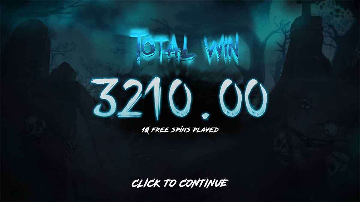 Evil Eyes slot game by Hacksaw Gaming featuring total win of 3210