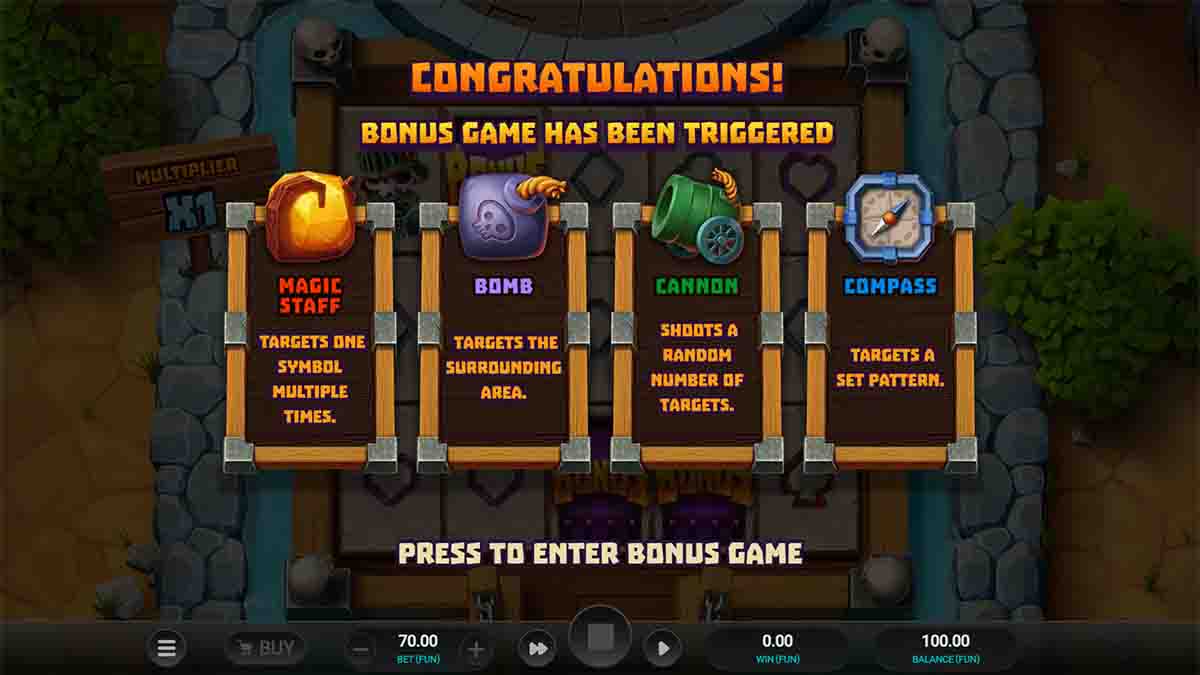 Bone Raider slot game by Relax Gaming, Bonus game triggered