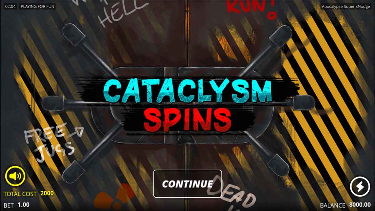 Apocalypse slot game by Nolimit City, Cataclysm spins