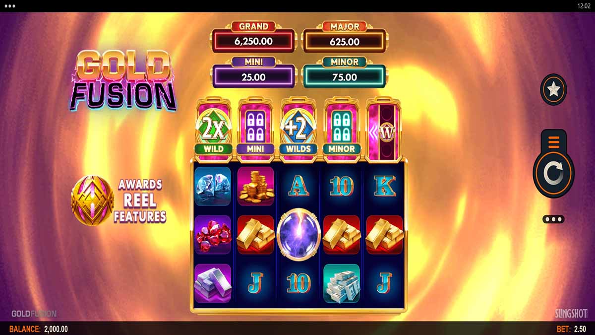 Gold Fusion slot game by Slingshot Studios, base game view