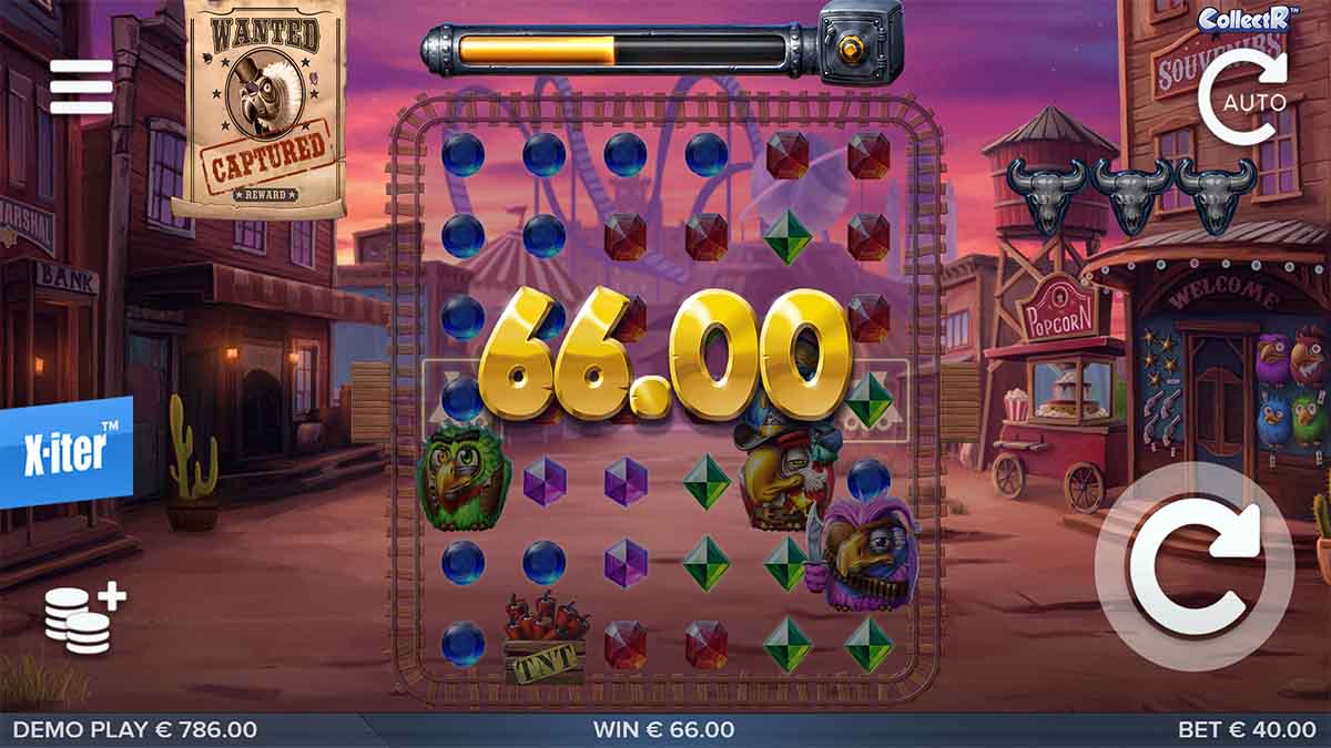 Pirots 3 slot game by ELK Studios, showing Win of 66.00