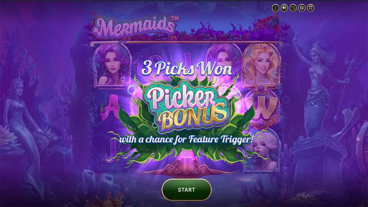 Mermaids slot game by NetEnt showing 3 picks won