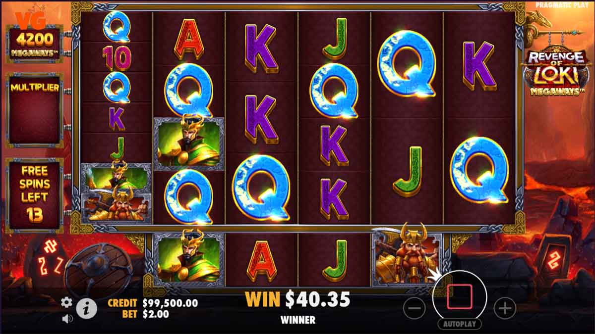 Revenge of Loki Megaways slot game by Pragmatic Play, 40.35 win