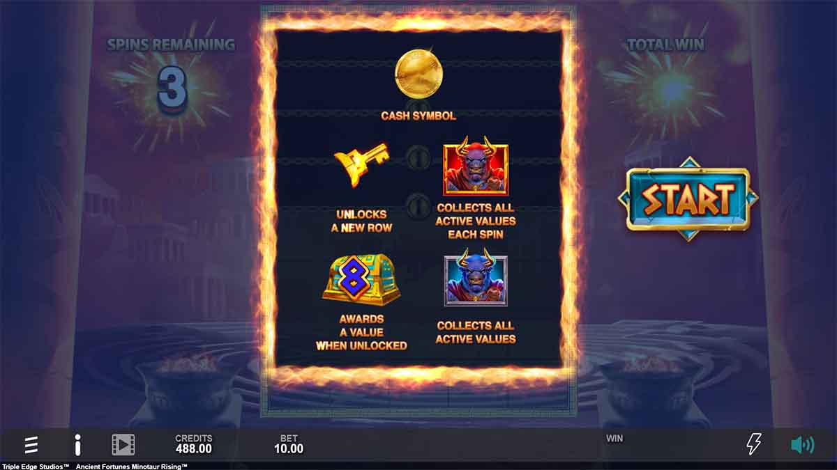 Ancient Fortunes Minotaur Rising slot game by Triple Edge Studions, Free spins win