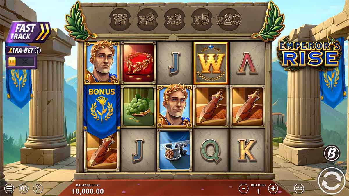 Emperor’s Rise slot game by Slotmill, Base Game view