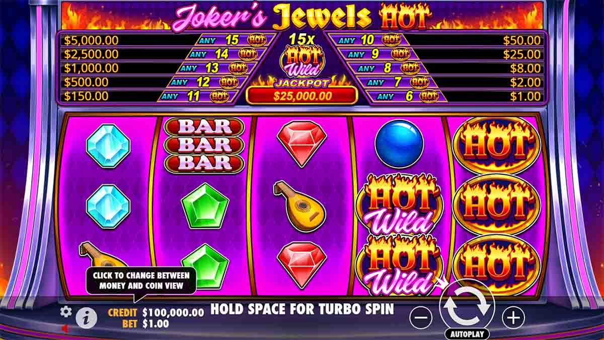 Joker's Jewels Hot slot game by Pragmatic Play, Base Game view