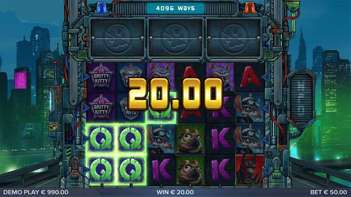 Nitropolis 5 slot game by ELK Studios, showing Win of 20.00