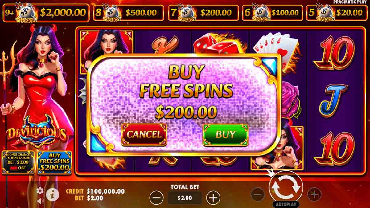 Devilicious slot game by Pragmatic Play, bonus buy