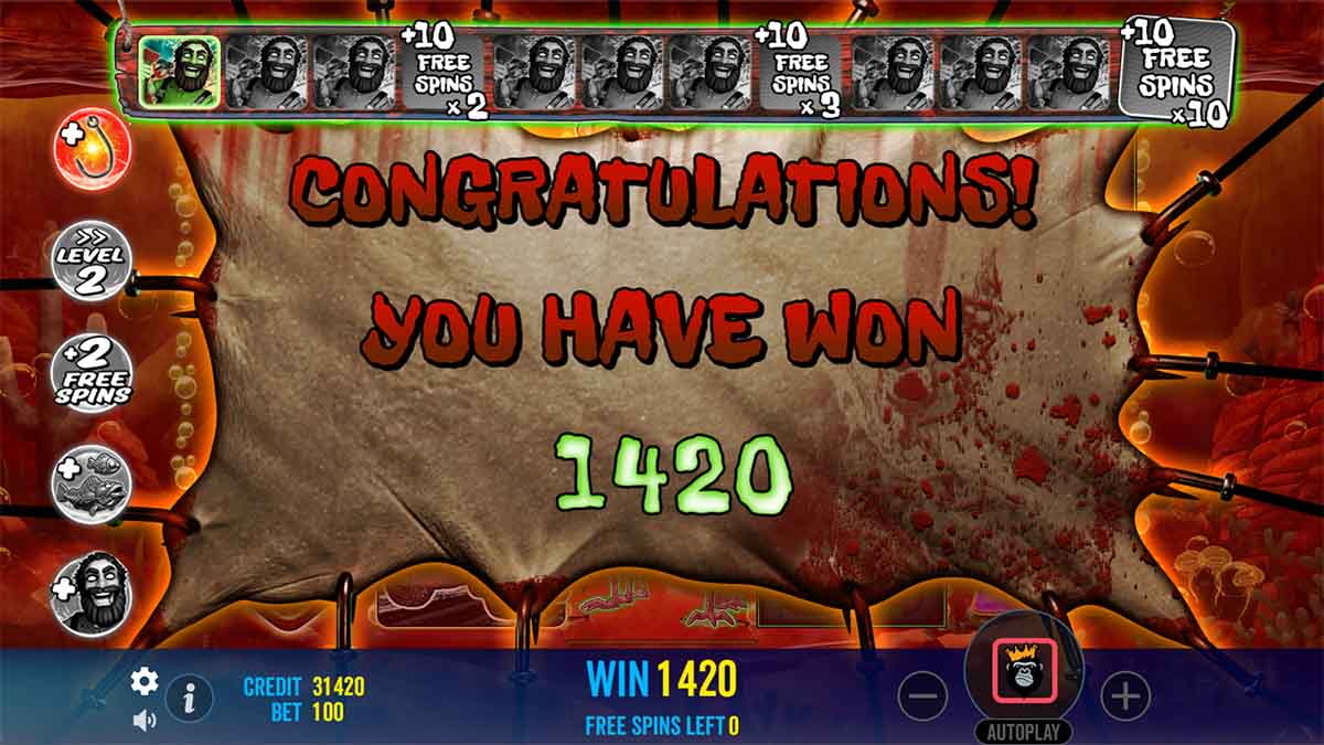 Big Bass Halloween 2 slot game by Pragmatic Play,showing Total Win of 1,420