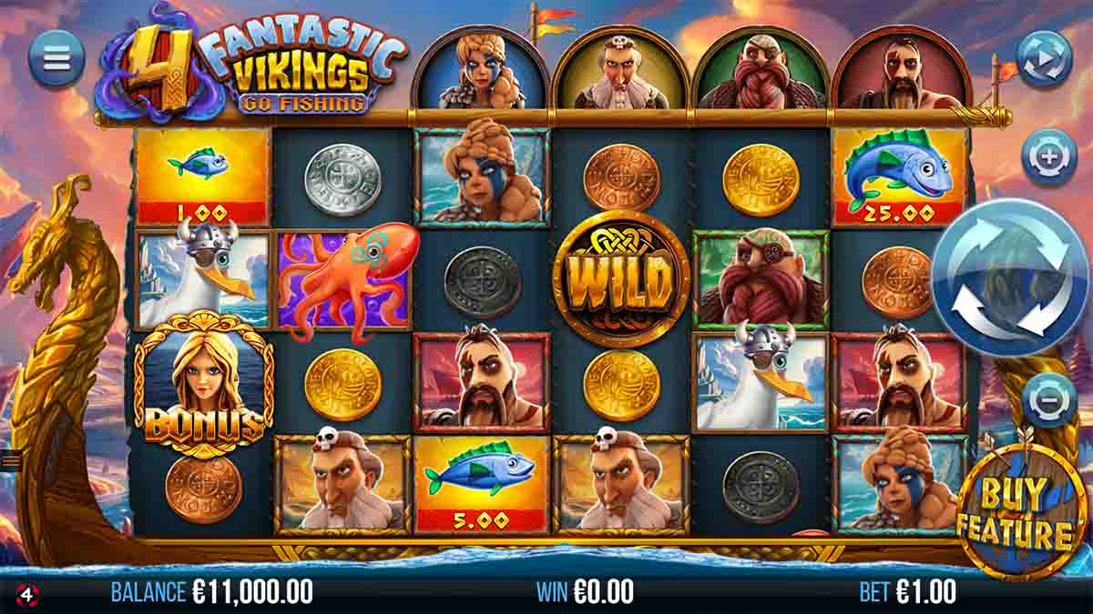 4 Fantastic Vikings Go Fishing slot game by 4ThePlayer, Base Game view