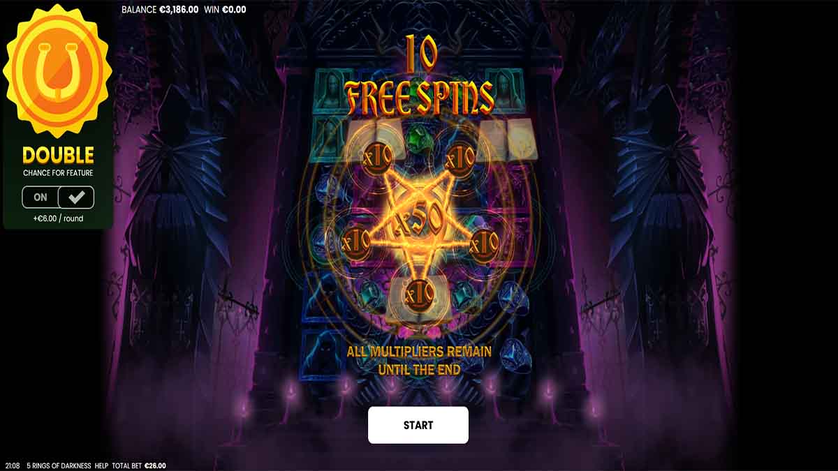 5 Rings of Darkness slot game by Octoplay, 10 Free spins