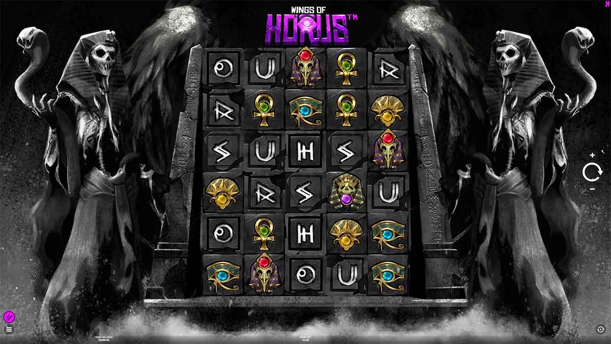 Wings of Horus slot game by Hacksaw Gaming, Base Game view