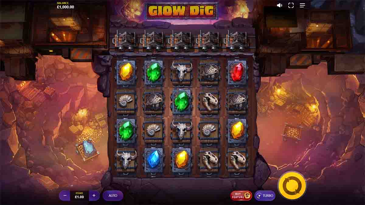 Glow Dig slot game by Max Win Gaming, base game