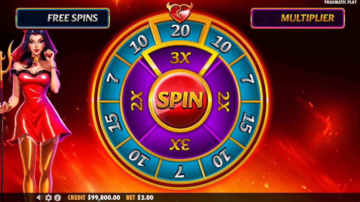 Devilicious slot game by Pragmatic Play, free spins wheel