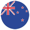 Flag of New Zealand featuring a dark blue field with the Union Jack in the upper left corner and four red stars with white borders on the right