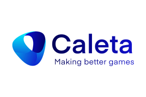 Caleta logo features blue icon on the left with the word Caleta in various shades of blue