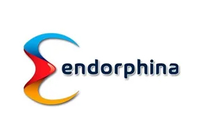 Endorphina logo showing E letter like epsilon followed by endorphina text in black