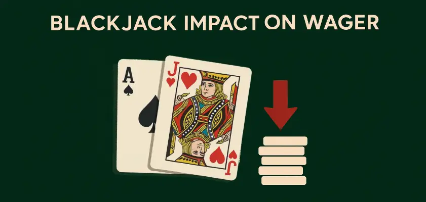 two card ace and jack with chips and arrow down