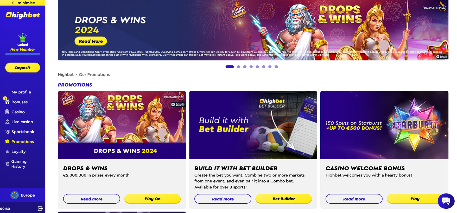 Highbet online casino promotions