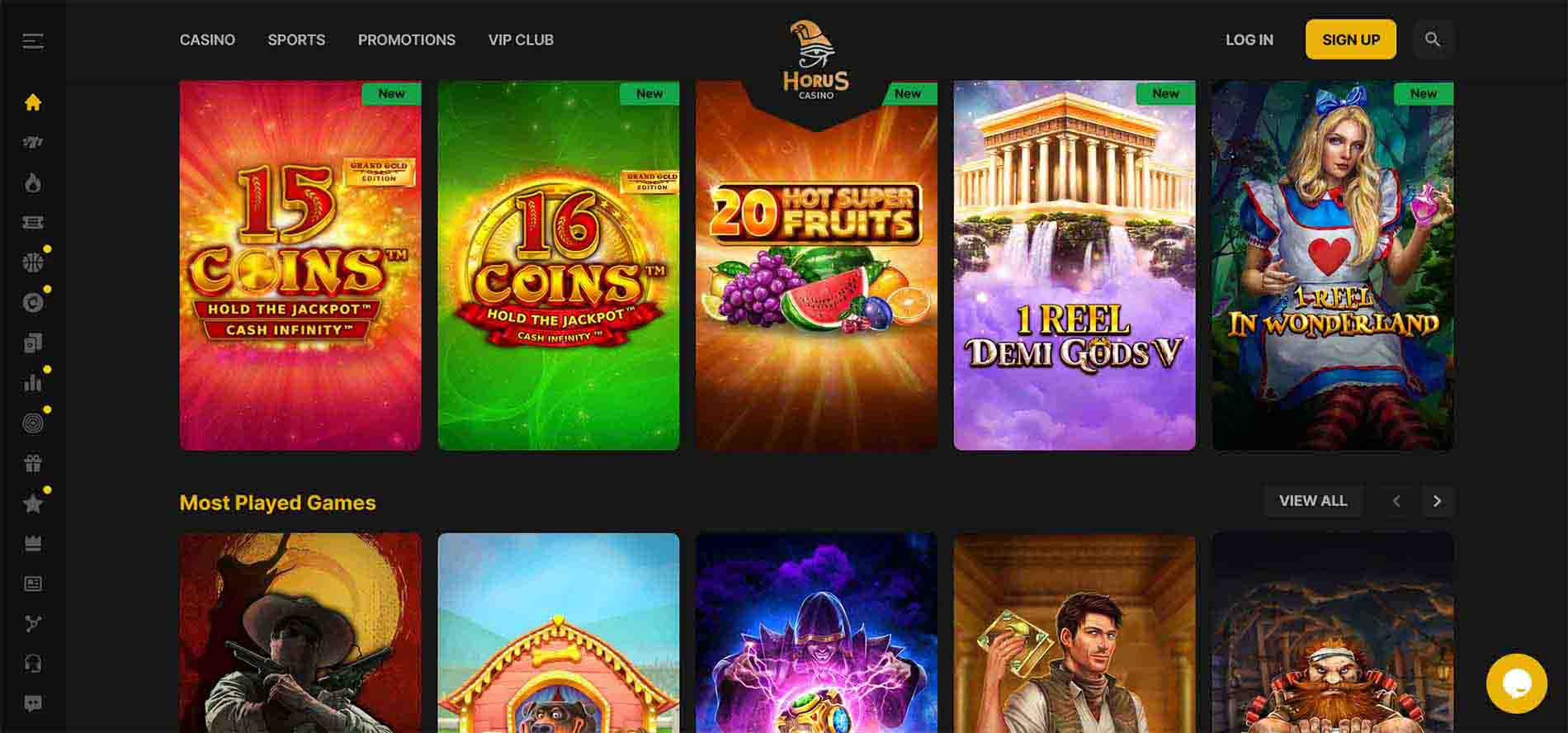 Horus Casino home page 2