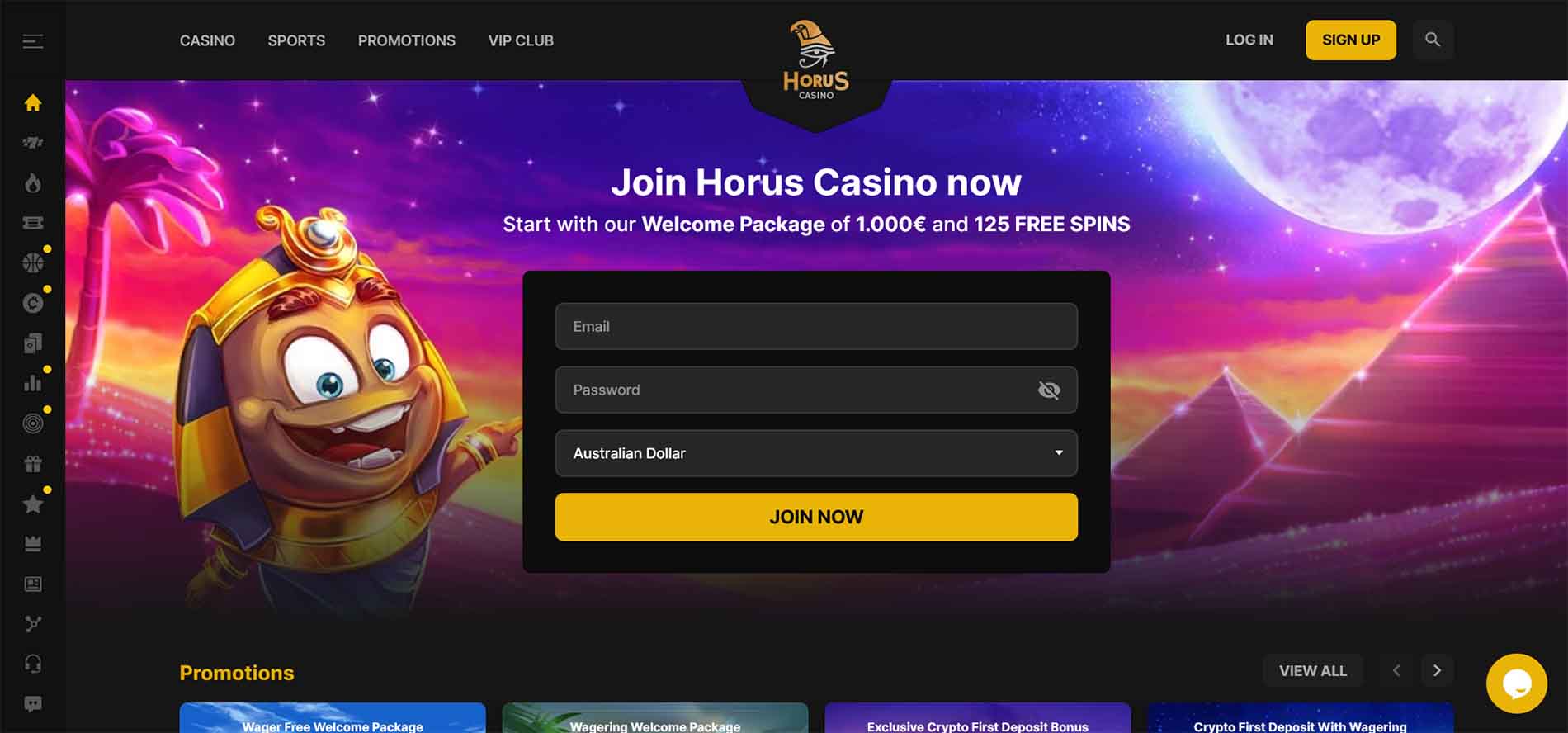 Horus Casino home page 1