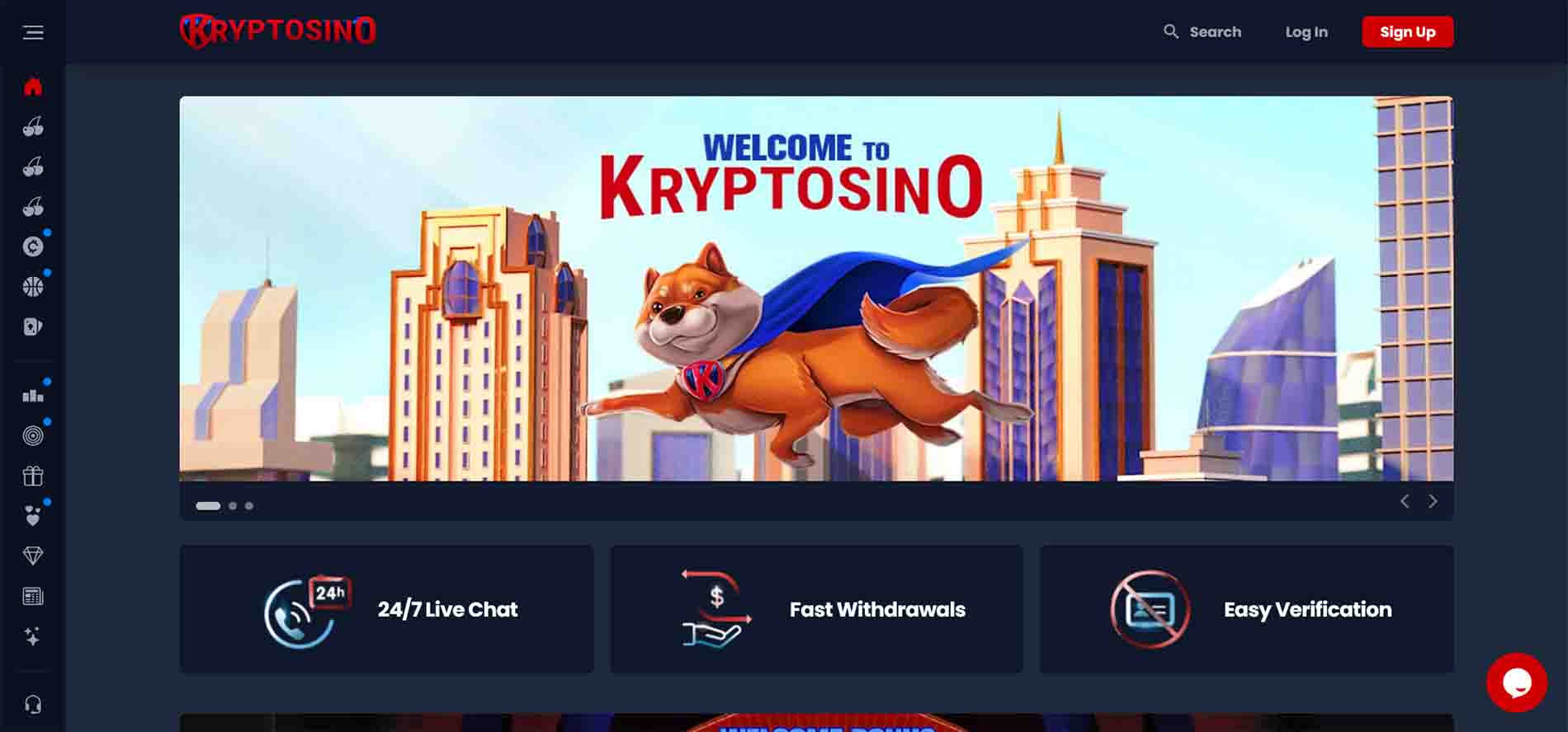 Kryptosino casino home page 1