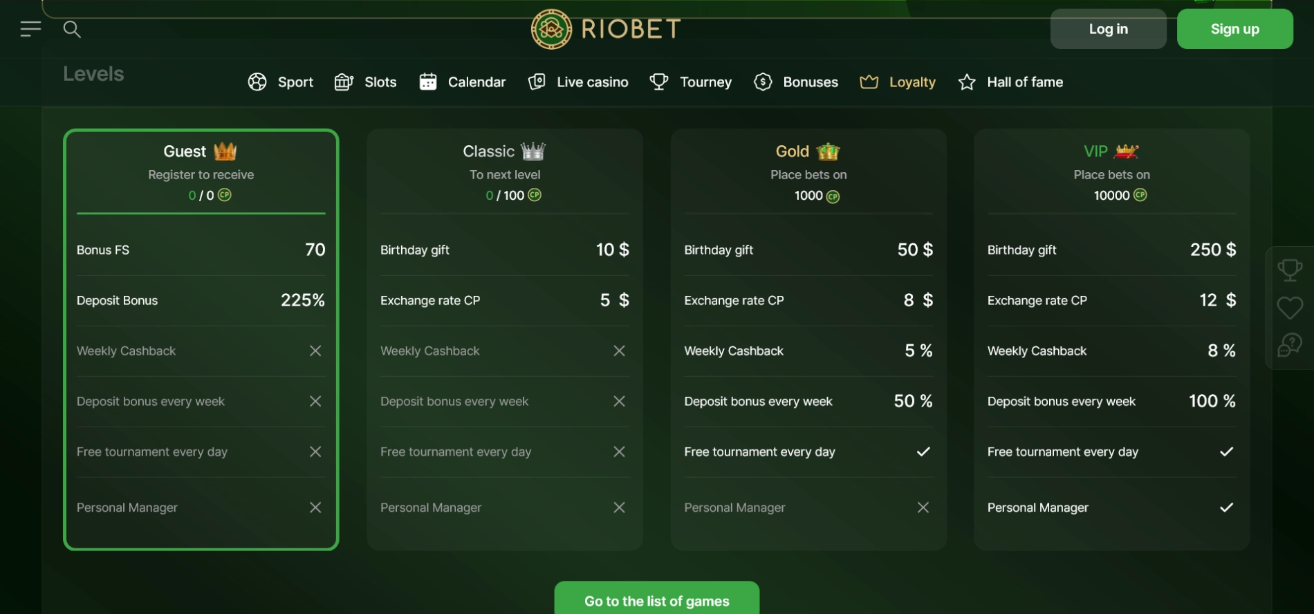 riobet casino loyalty program