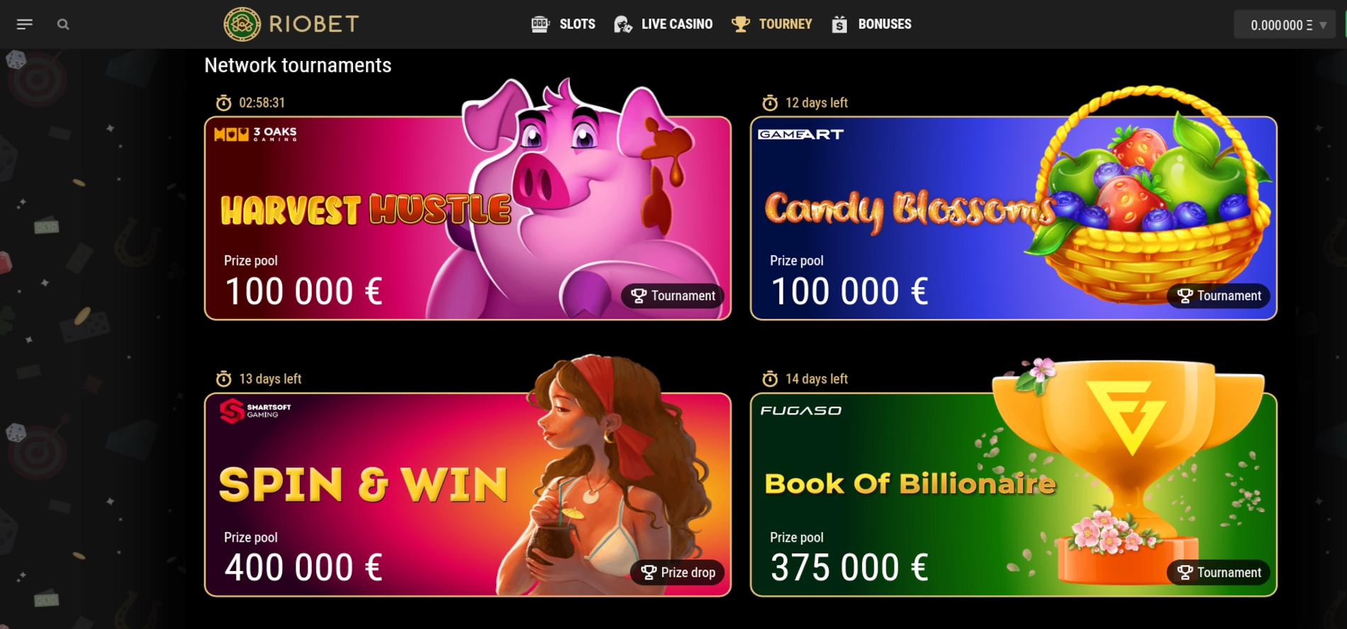 Riobet online casino open tourneys