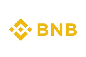 BNB logo, a stylized diamond-like geometric design in yellow, symbolizing Binances native cryptocurrency