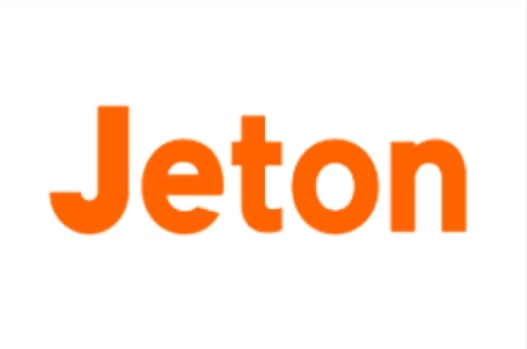 Jeton logo, displaying the word Jeton in a modern, clean font with an orange and white color scheme