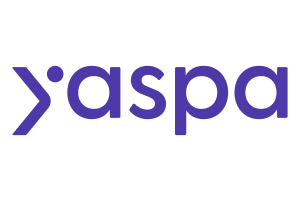 Yaspa logo with bold violet text spelling Yaspa