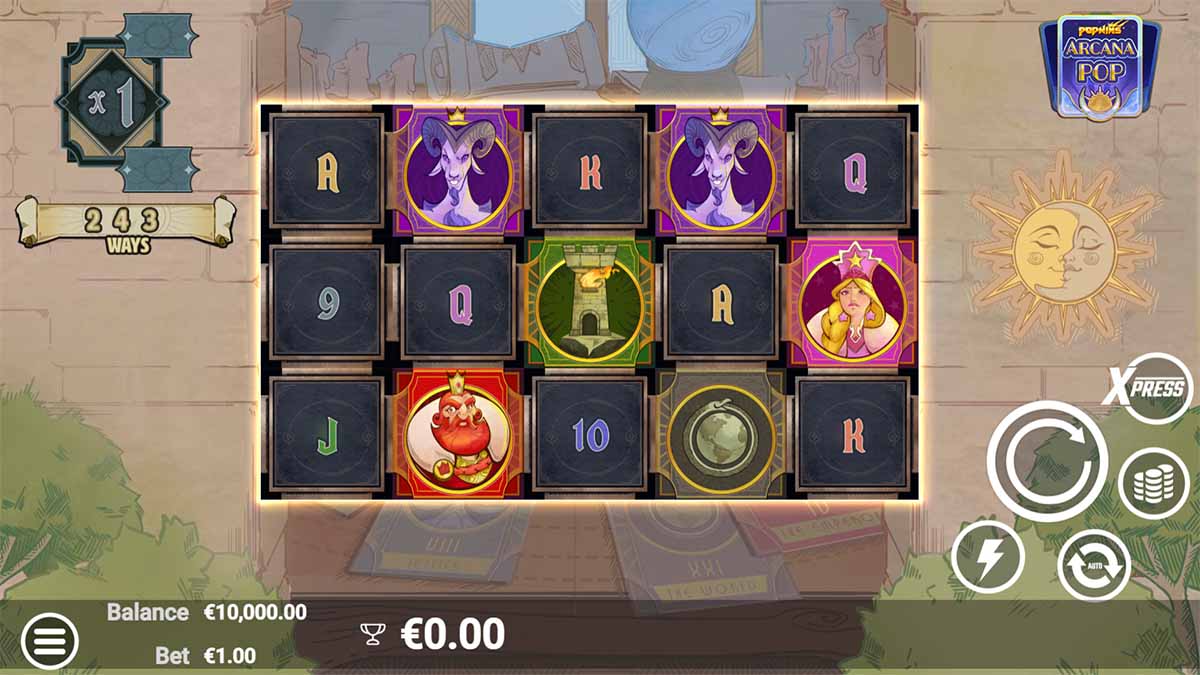 ArcanaPop slot game by AvatarUX, Base Game view