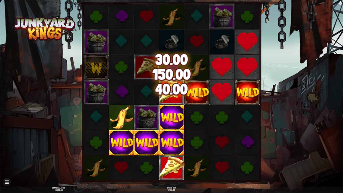 Junkyard Kings slot game by Bullshark Games, showing Win of 220.00