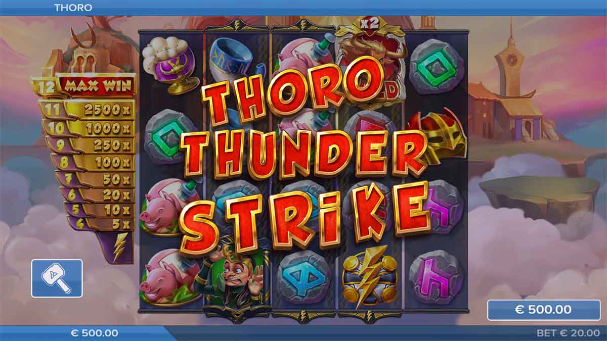 Thoro slot game by ELK Studios featuing Thoro Thunder Strike feature