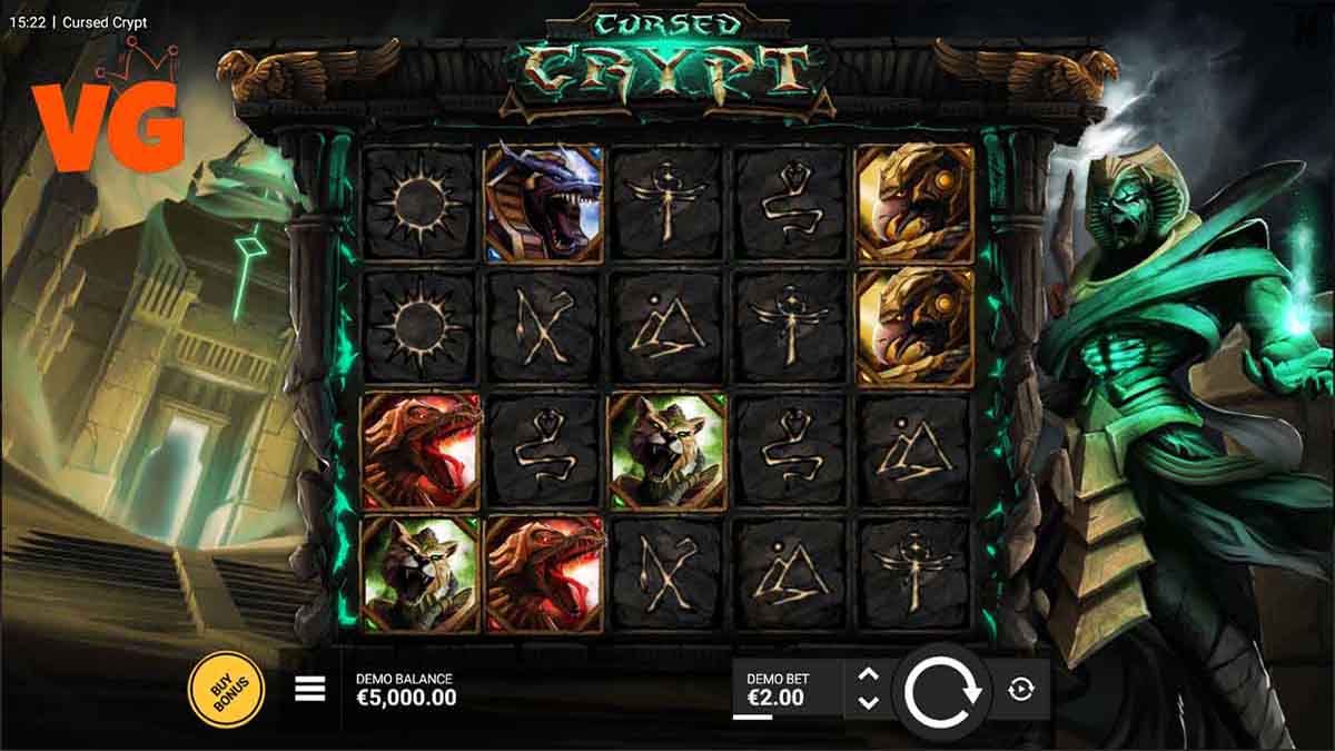 Cursed Crypt slot game by Hacksaw Gaming, base game view