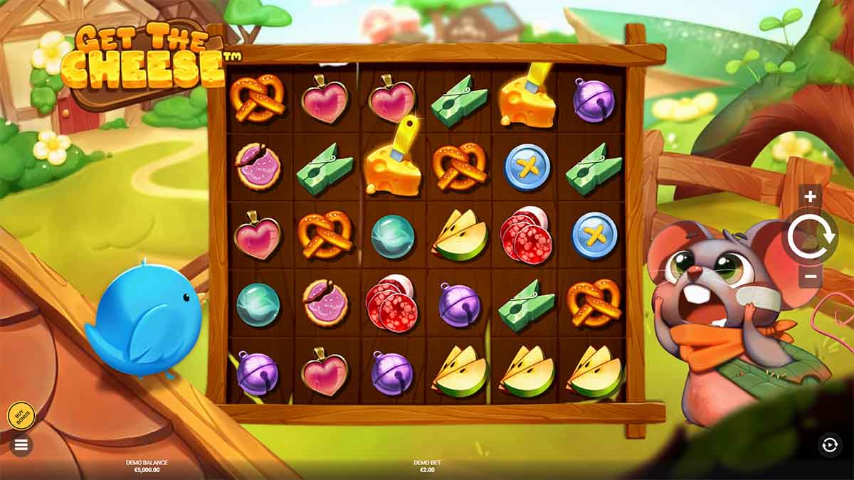 Get The Cheese slot game by Hacksaw Gaming, Base Game view