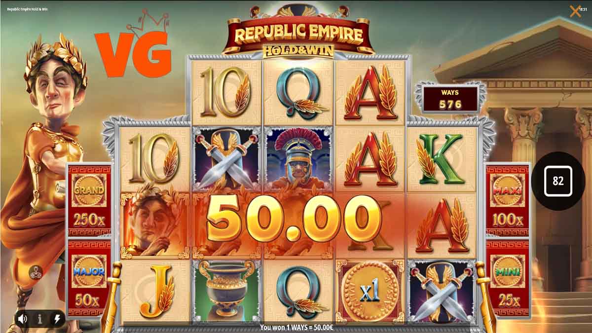 Republic Empire Hold and Win slot game by iSoftBet, 50 win