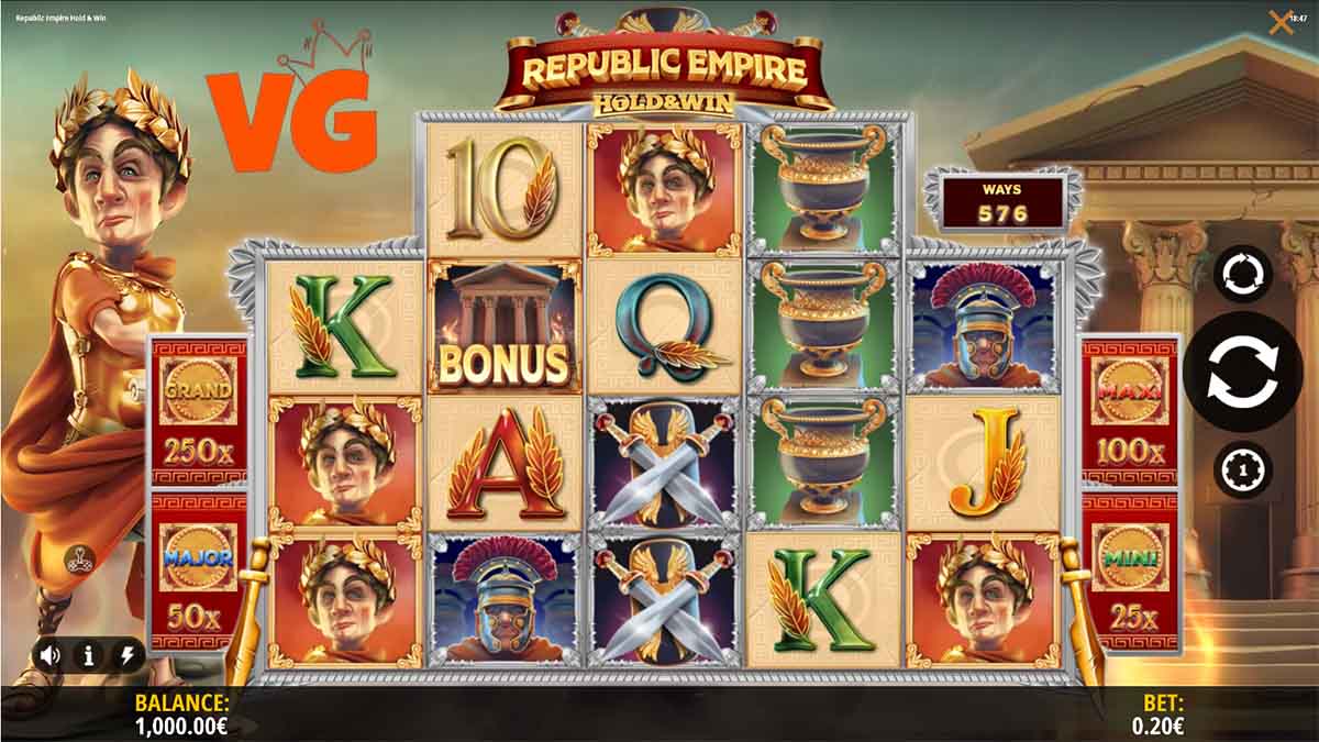 Republic Empire Hold and Win slot game by iSoftBet, base game view 2