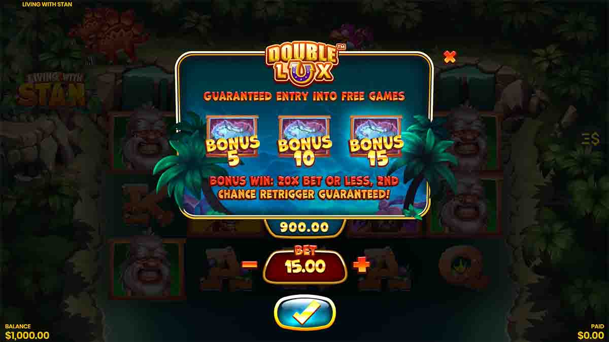 Living with Stan slot game by Lucksome, bonus buy