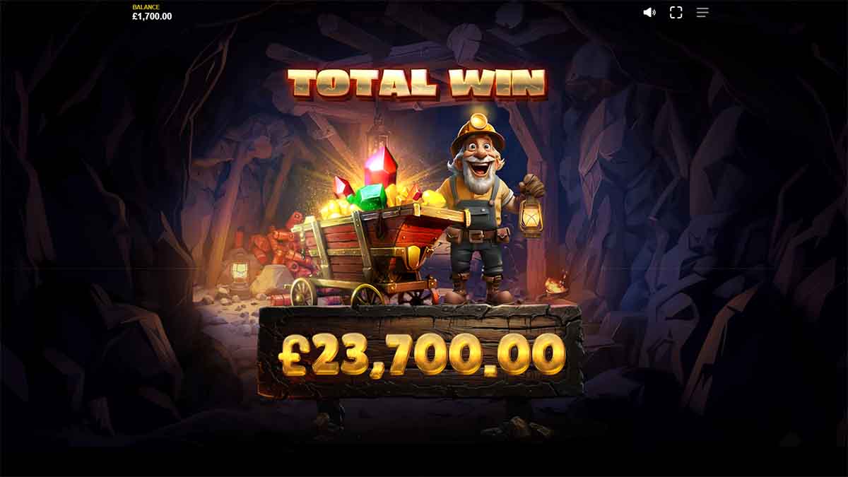 Glow Dig slot game by Max Win Gaming, Total Win £23,700