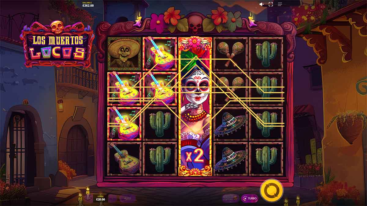 Los Muertos Locos slot game by Max Win Gaming, showing Winning combination with Win of 48.00