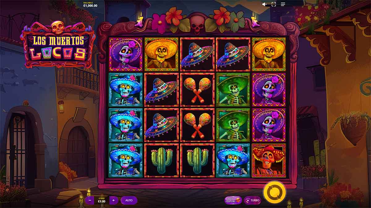 Los Muertos Locos slot game by Max Win Gaming, Base Game view