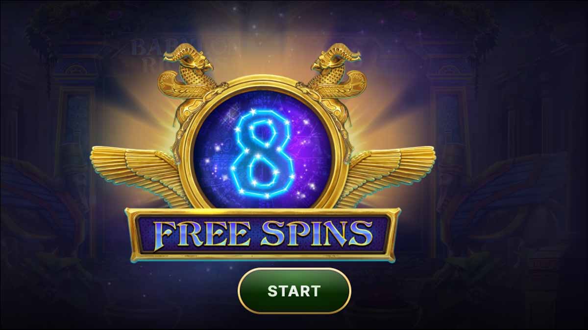 Babylon Riches slot game by Netent, 8 free spins