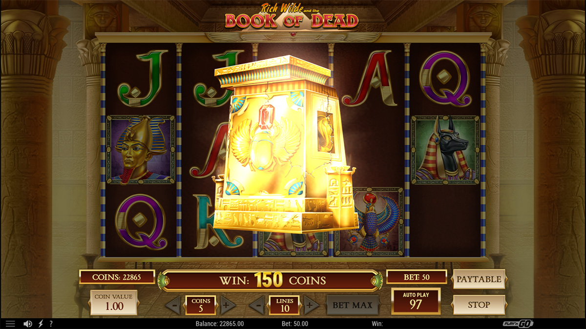 Book of Dead slot game by Netent, free spins symbol