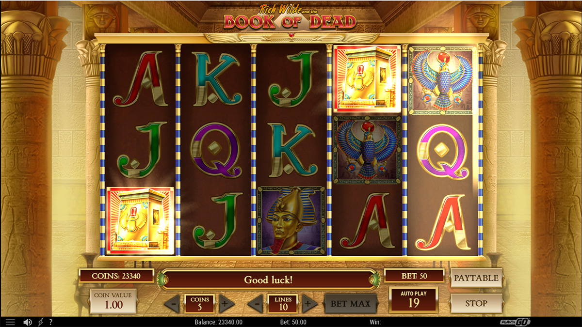 Book of Dead slot game by Netent, win